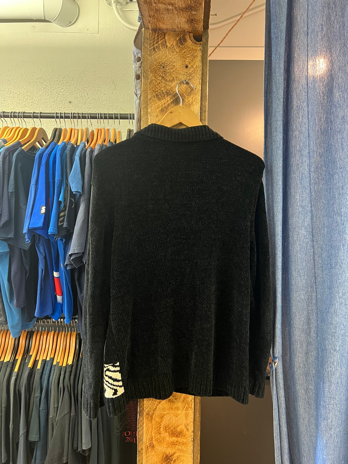 Vintage Carroll Raul black/white/grey patterned knit sweater - L