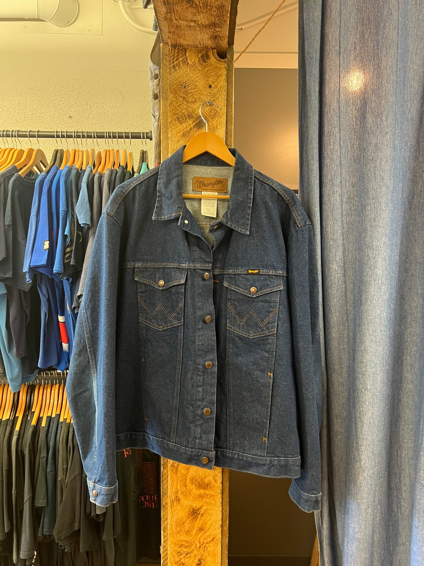 Vintage wrangler dark blue denim jacket - XXL