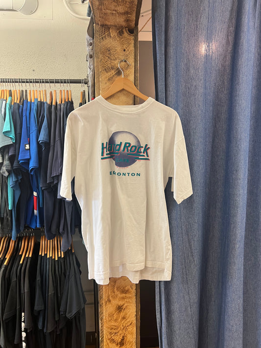 Vintage 1989 Hard Rock Cafe Edmonton White Graphic T-shirt - XL
