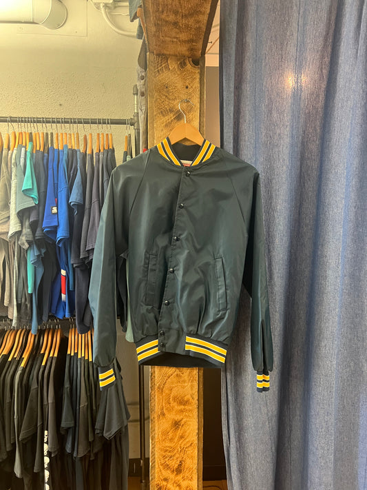 Vintage world mid summer curling championship navy/yellow bomber jacket - s