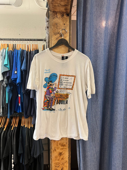 Vintage Tequila White Graphic T-shirt - XL