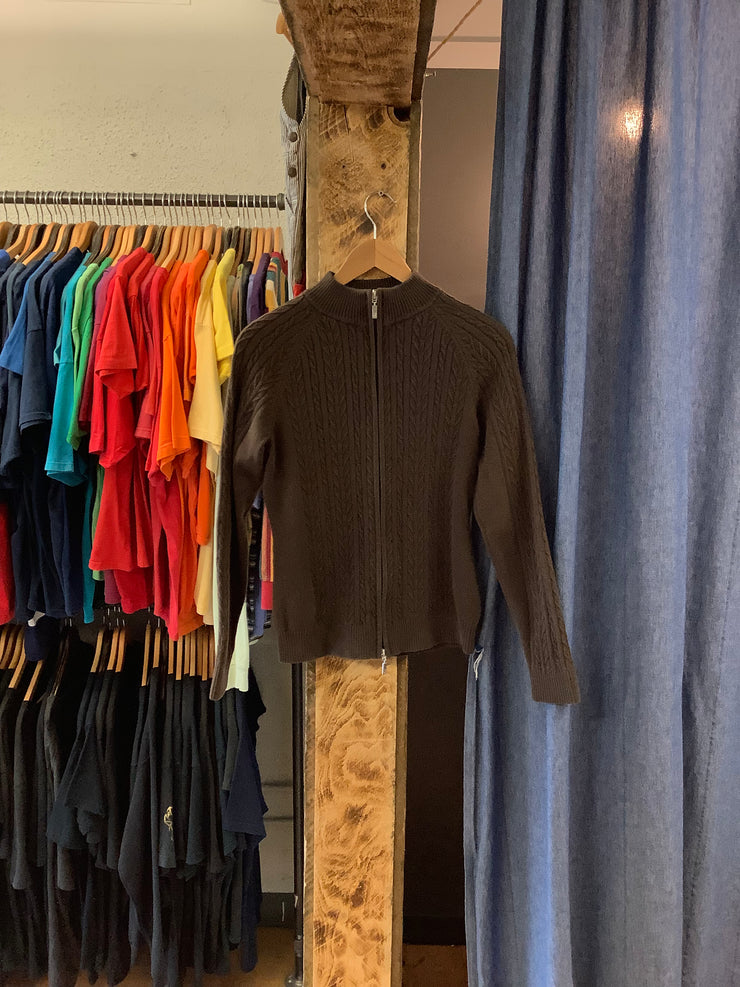 Vintage Jessica Brown Zip-Up Sweater - M