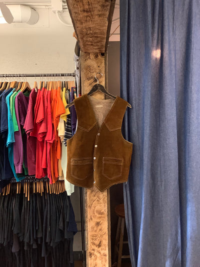 Vintage women’s Brown suede vest - S