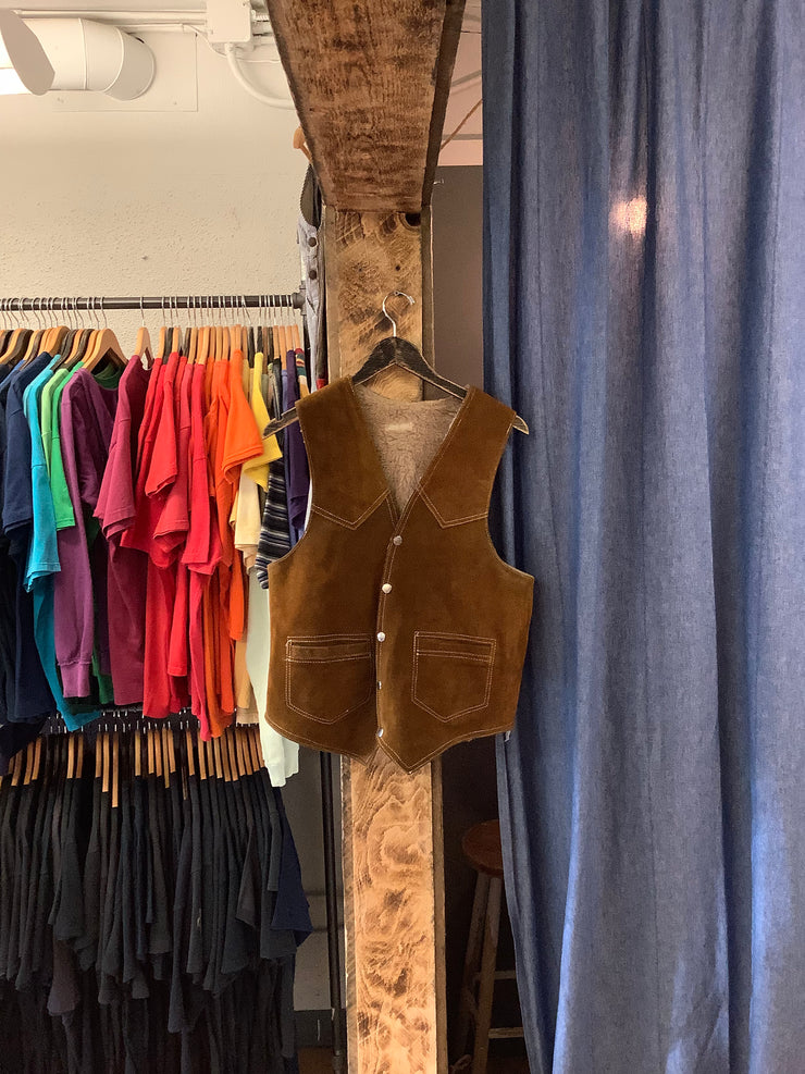 Vintage women’s Brown suede vest - S