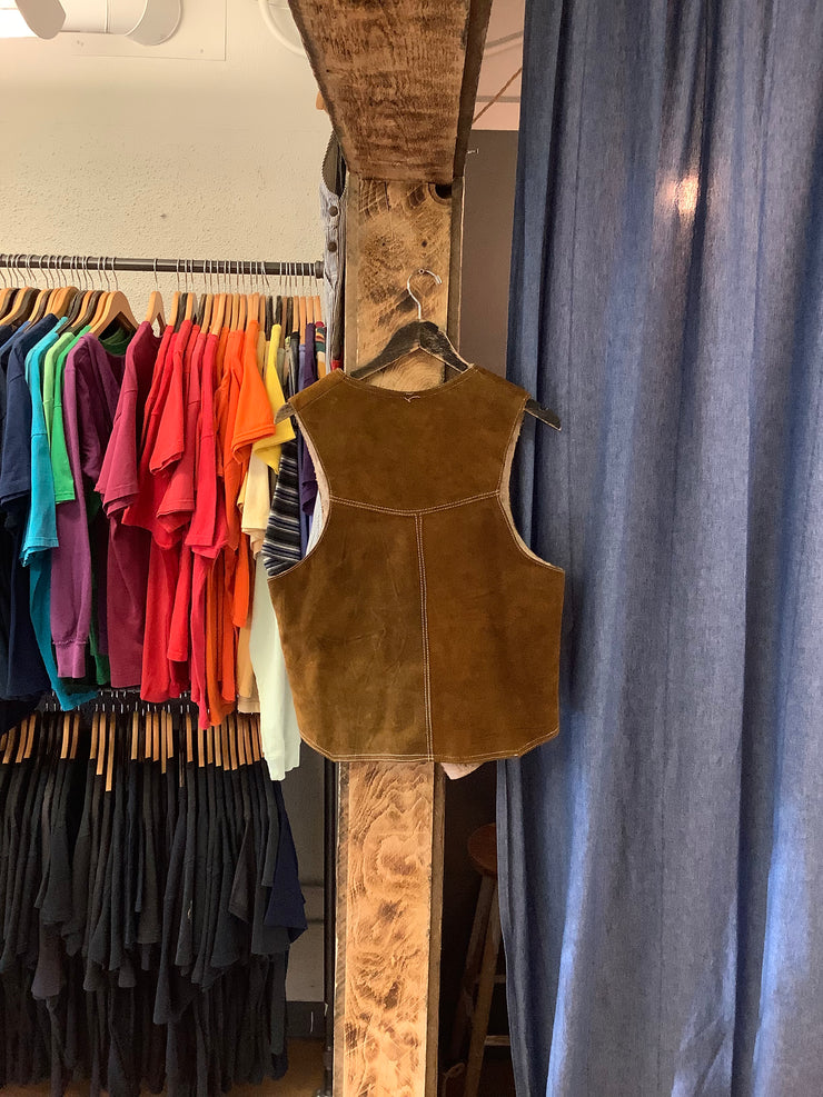 Vintage women’s Brown suede vest - S