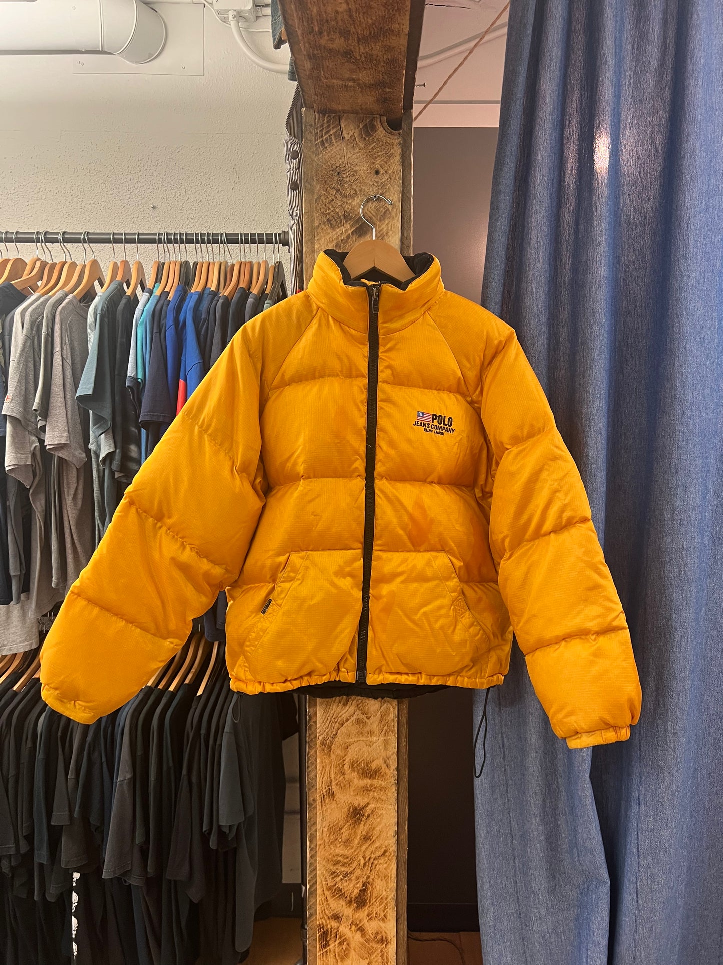 Vintage Polo Ralph Lauren yellow puffer jacket - m
