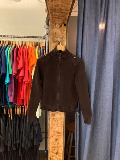 Vintage Ralph Lauren Brown Zip Up Sweater - S