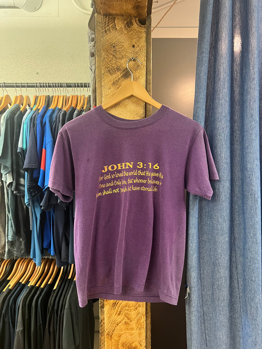 Vintage John 3:16 Purple Graphic T-shirt - s