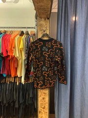 Vintage Wieler Black/Orange Pattern Knit Sweater - M