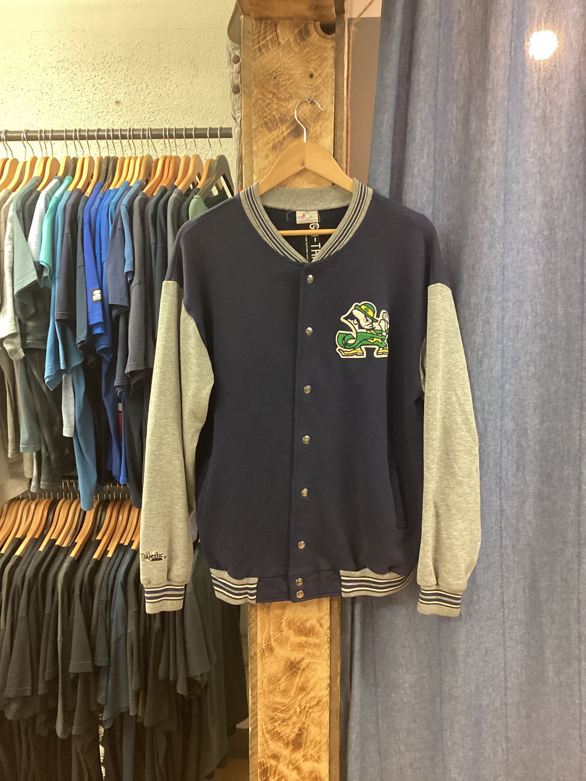 Vintage Notre Dame Navy Varsity Jacket - L
