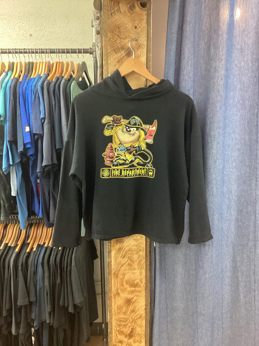 Vintage Looney Tunes Fire Department Black Hoodie - L
