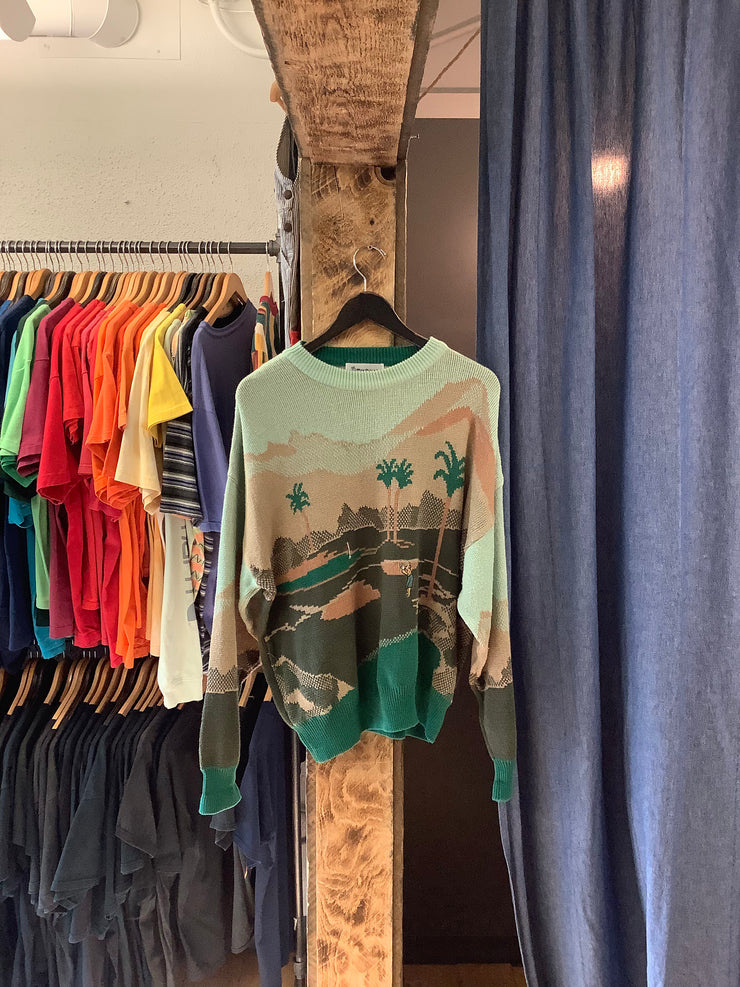 Vintage Green Golf Knit Sweater - L