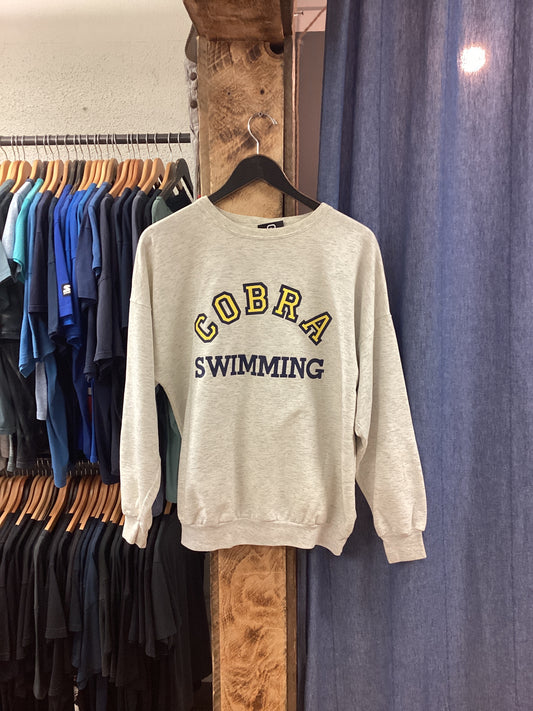 Vintage Cobra Swimming Light Gray Sweater - XL