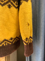 Vintage Brown/Yellow Cowichan knit Sweater - m