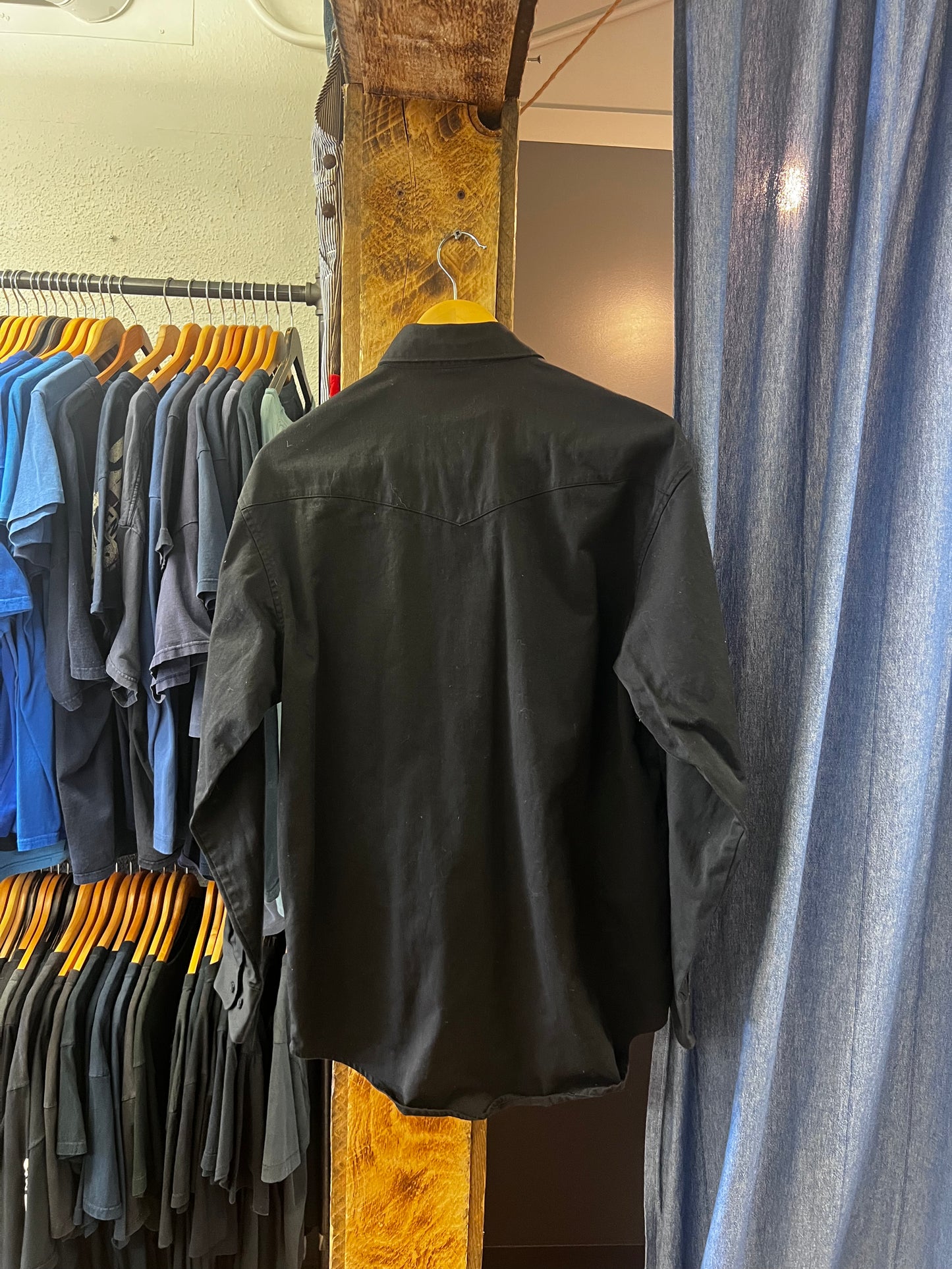 Vintage wrangler PRC embroidered logo black button up shirt - XL