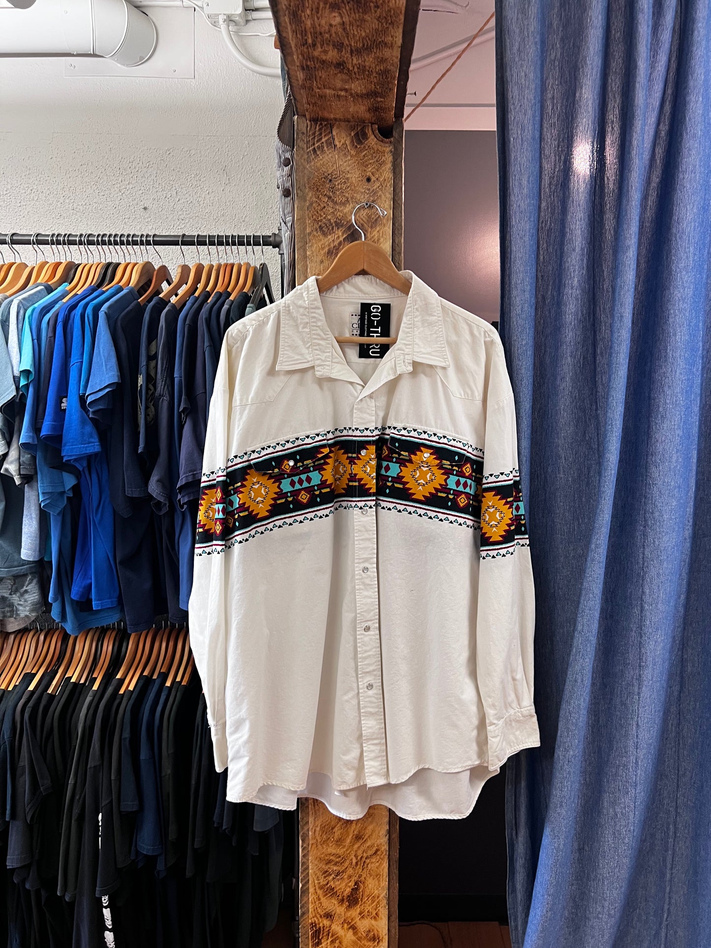 Vintage ash creek white western multicoloured button up shirt - XL