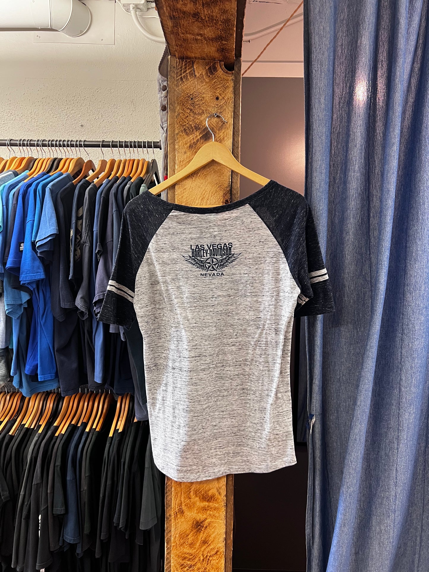 Harley Davidson heather gray/navy T-shirt - L