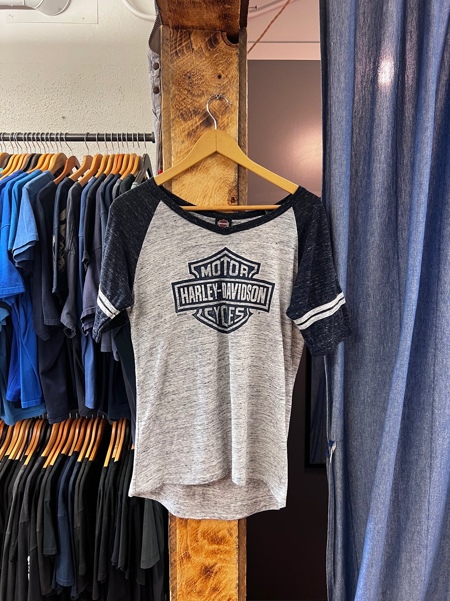 Harley Davidson heather gray/navy T-shirt - L