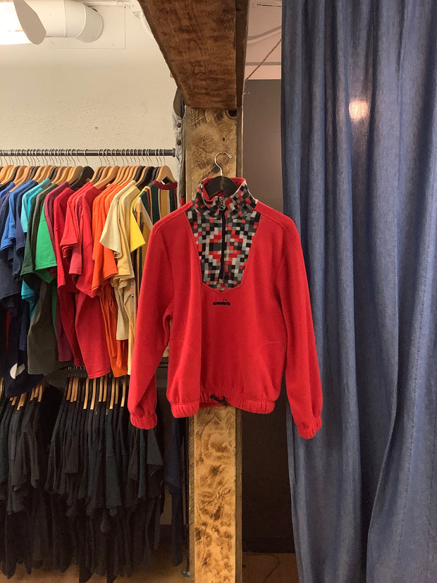 Vintage Diadora Red Quarter Zip Sweater - S