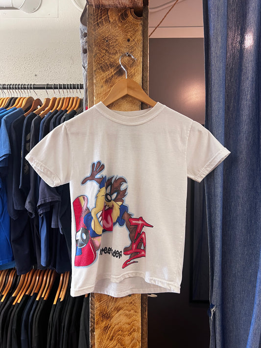 Vintage kids white Tasmanian devil graphic T-shirt - s