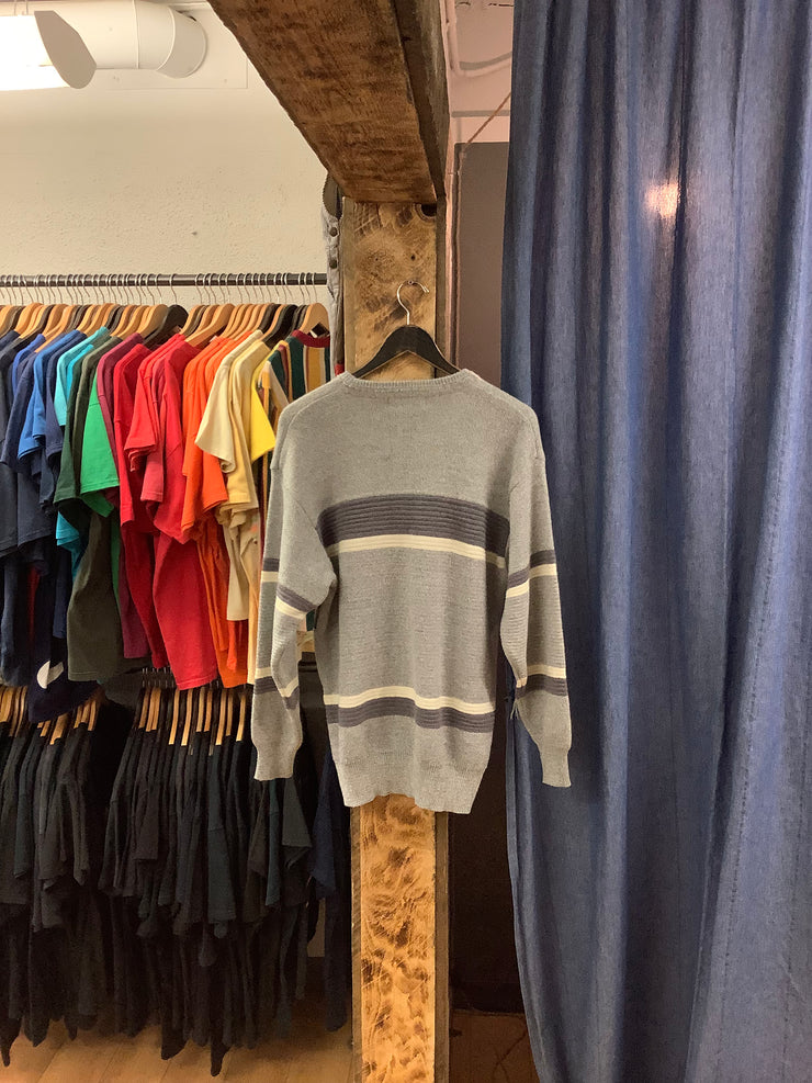 Vintage NingTeng Grey Patterned Knit Sweater - L