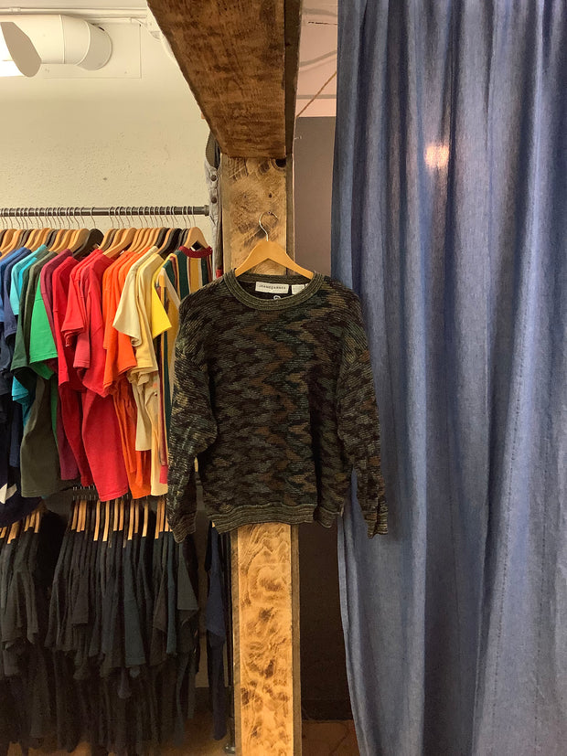 Vintage Jhane Barnes Green Patterned Knit Sweater - L