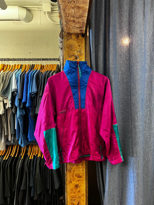 Vintage Colombia pink and blue windbreaker jacket - L