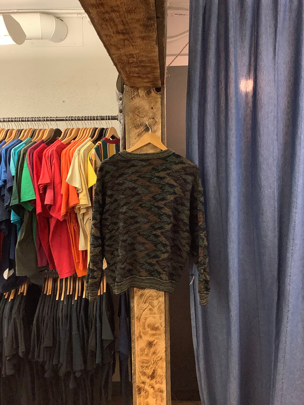Vintage Jhane Barnes Green Patterned Knit Sweater - L