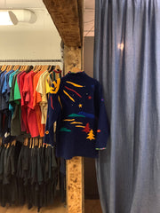 Vintage Uncommon Threads Navy/yellow Fleece Zip Up Sweater - M