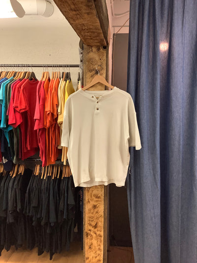 Vintage white half button-up shirt - L