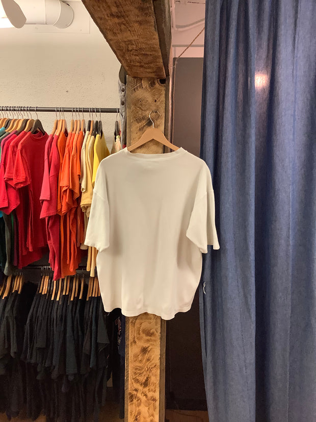 Vintage white half button-up shirt - L