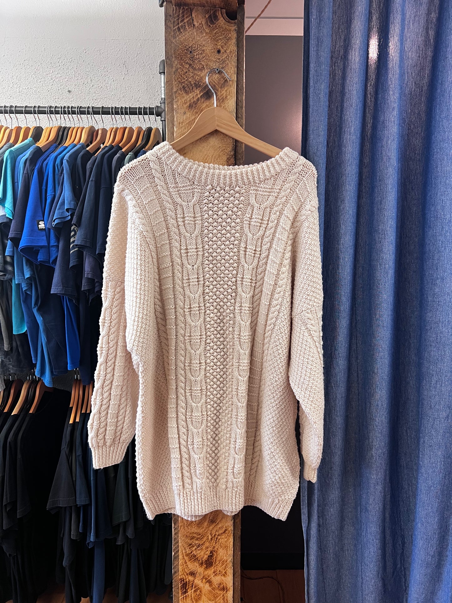 Vintage chunky cream cable knit sweater - XXL