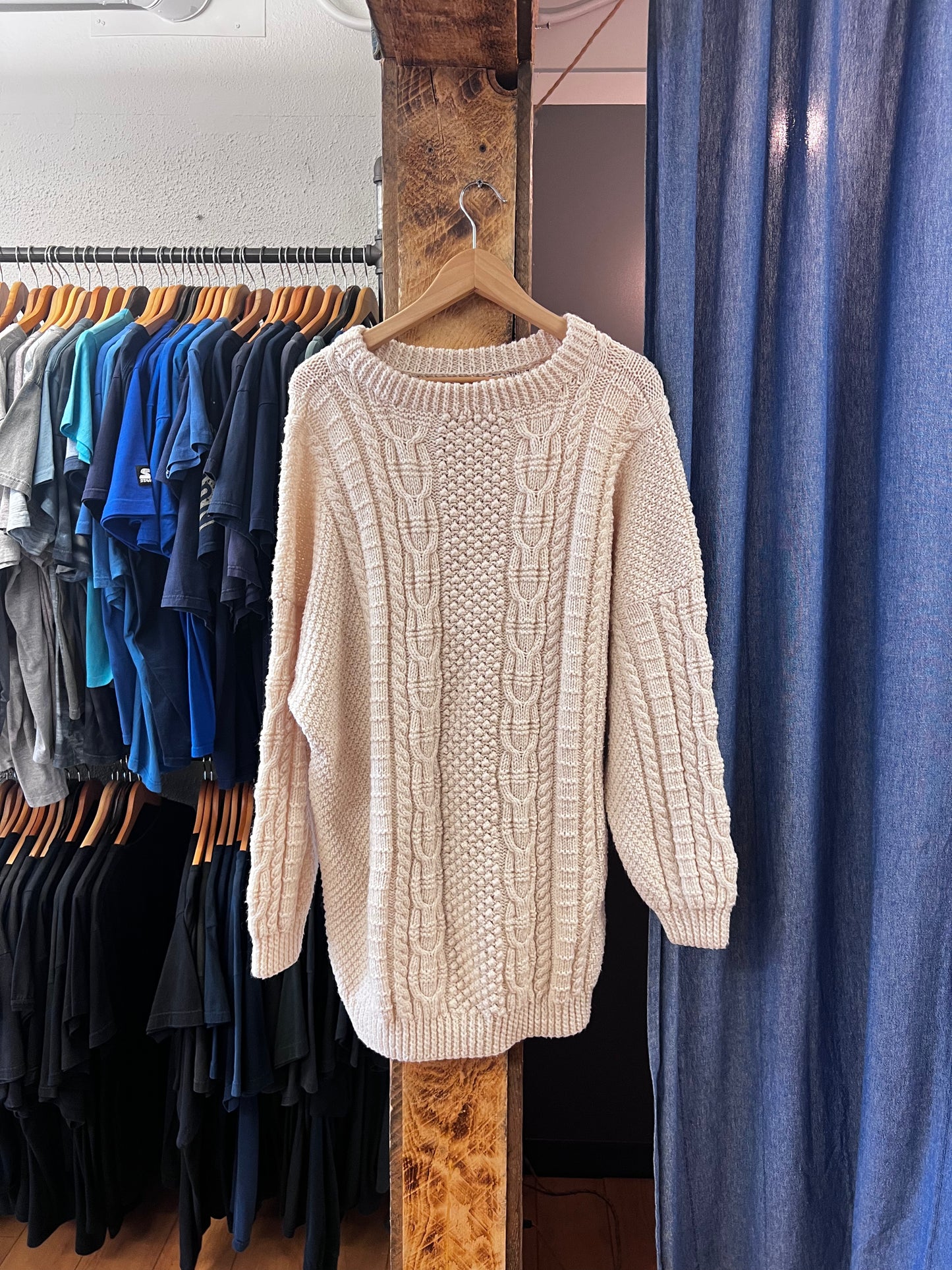 Vintage chunky cream cable knit sweater - XXL