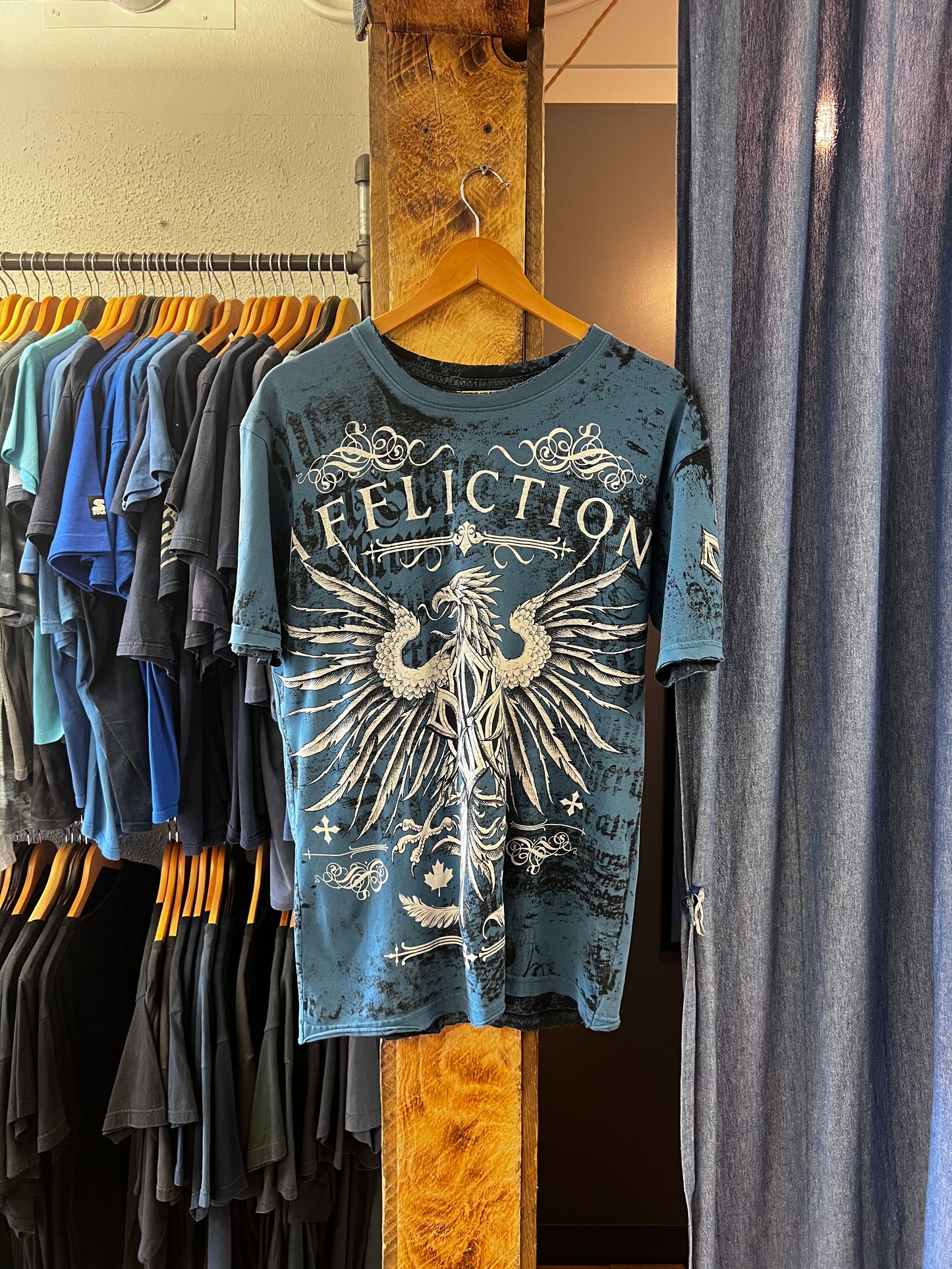 Vintage affliction blue graphic T-shirt - XL