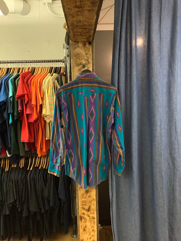 Vintage Panhandle slim aztec purple patterned Button up - L