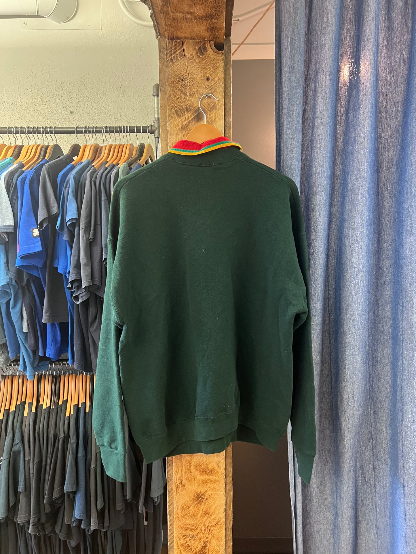 Vintage Christmas appliqué dark green sweater - XL