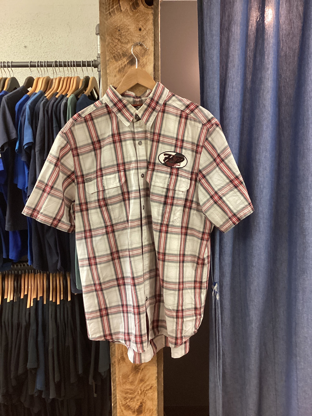 Vintage Harley Davidson red and white plaid button up Shirt - XL