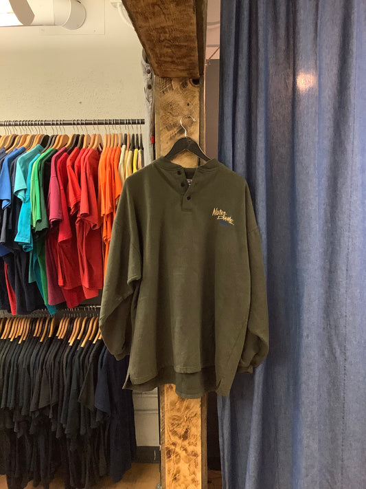 Vintage Notre Dame Olive Green Quarter Button Up Jacket - XL