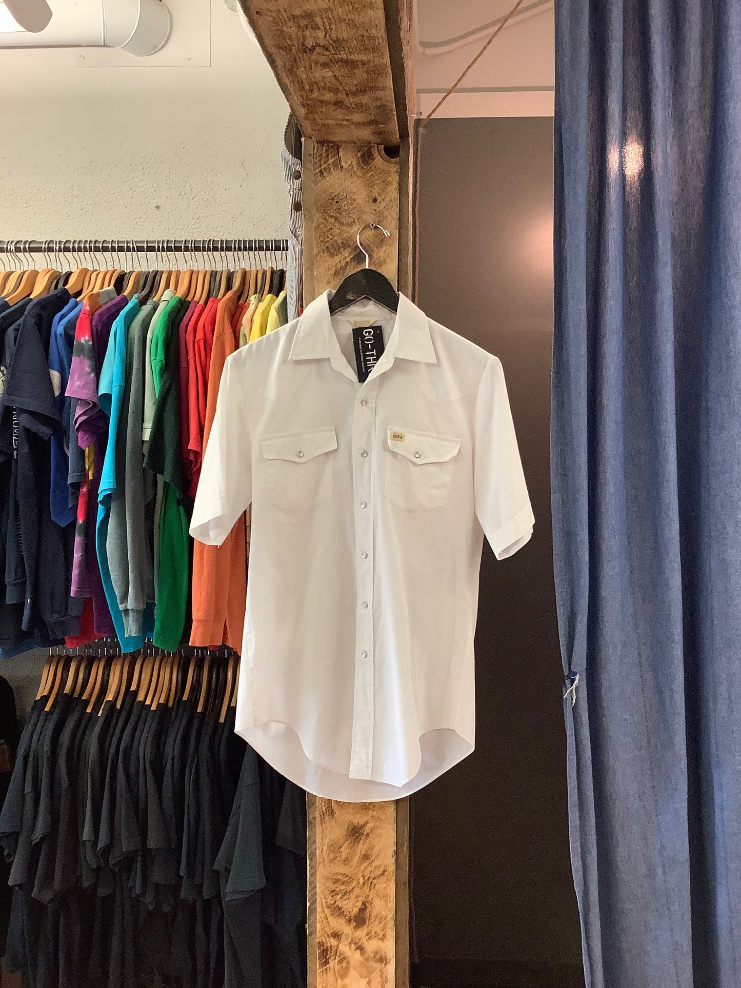 Vintage Bar-B Western Pearl Snap White Shirt - m