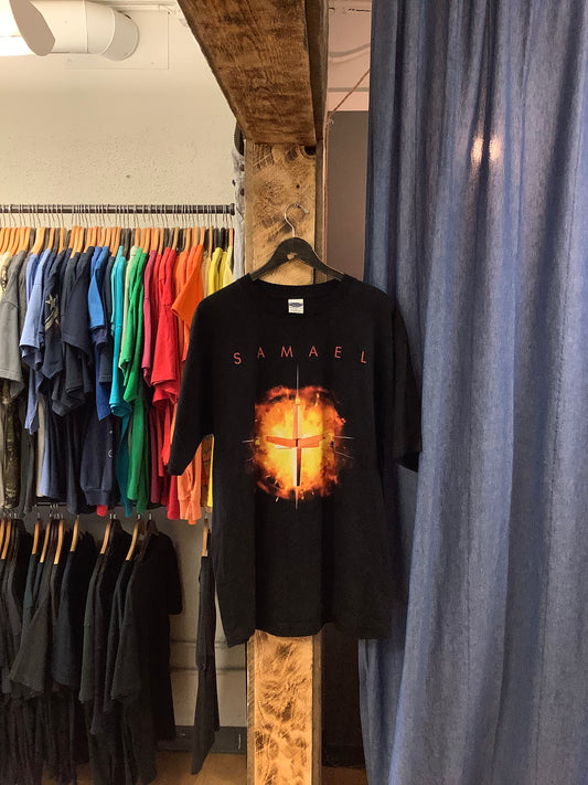 Vintage 2003 Samael Black Graphic T-Shirt - XL