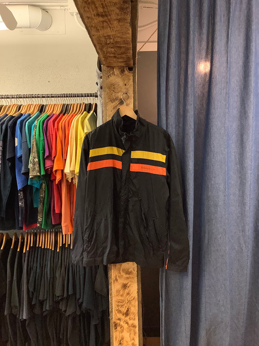 Vintage Black/Yellow/Orange Windbreaker Jacket - XL