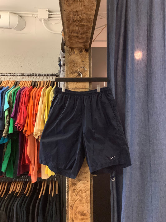 Vintage Nike Navy Blue Nylon Shorts - l