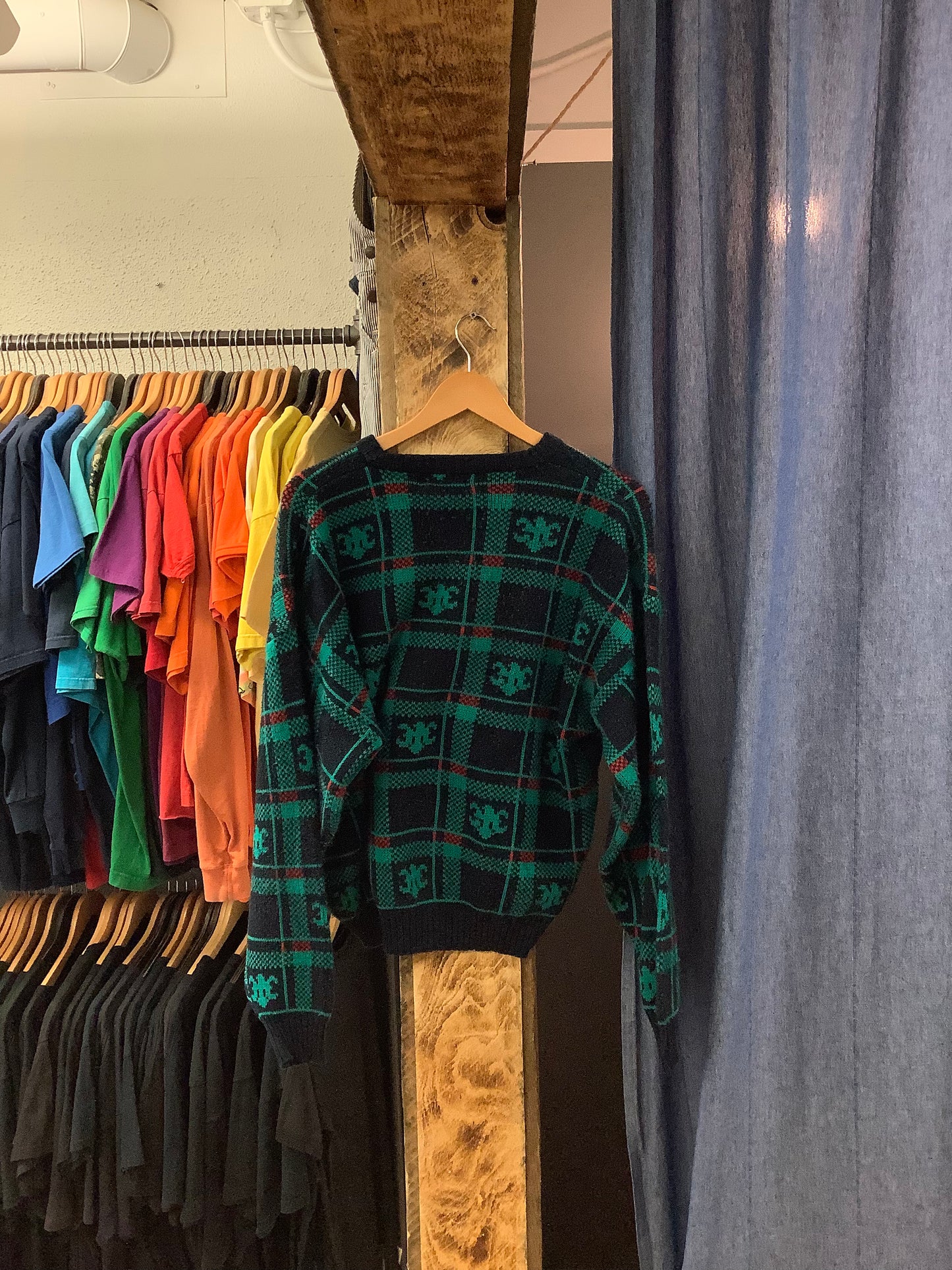 Vintage Givenchy Green/Black Patterned Knit Sweater - L