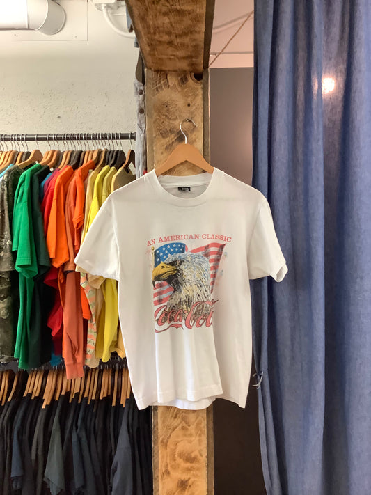 Vintage Coca Cola Graphic White T-Shirt - L
