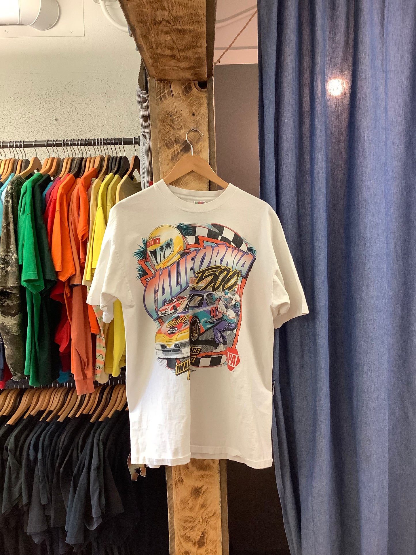 Vintage 1997 California 500 Racing White Graphic T-Shirt - XXL