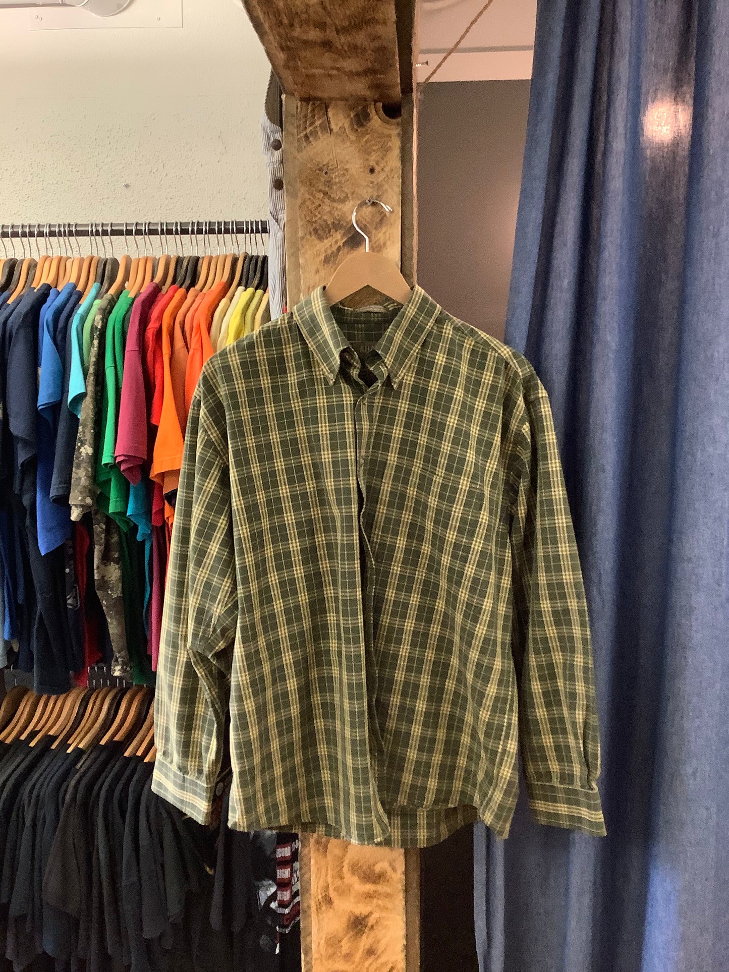 Vintage khakis green Plaided flannel - L