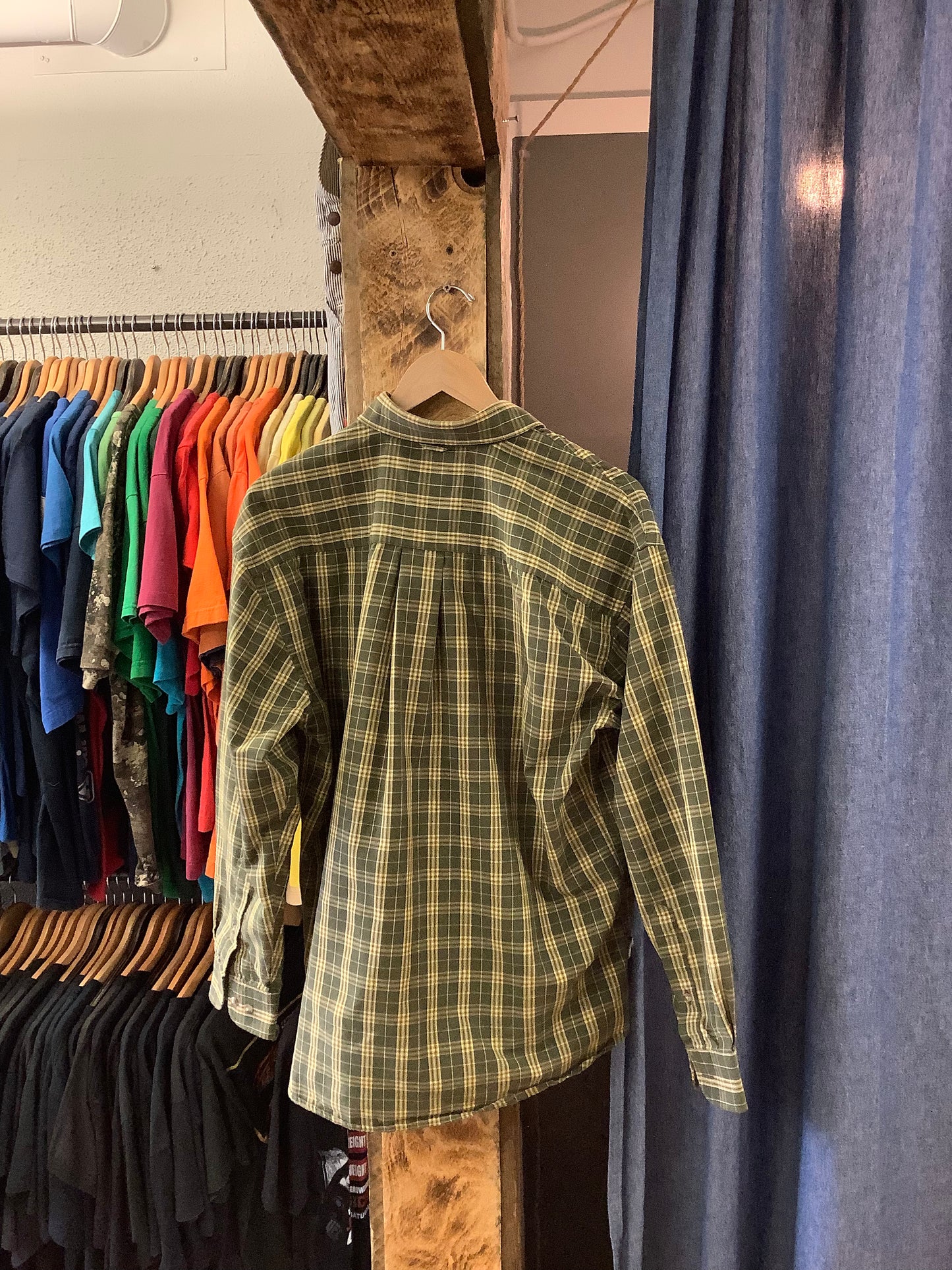 Vintage khakis green Plaided flannel - L