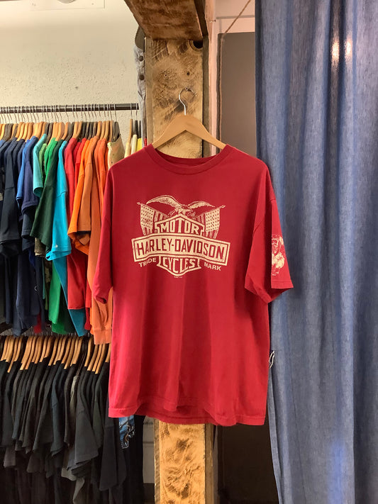 Vintage 2007 Harley Davidson Red Graphic T-Shirt - XXL