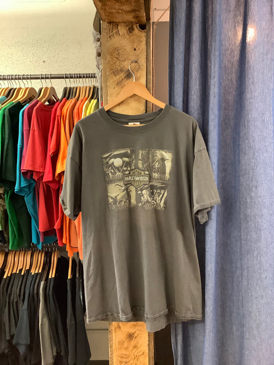 Vintage Harley Davidson faded graphic grey t-shirt - XXL