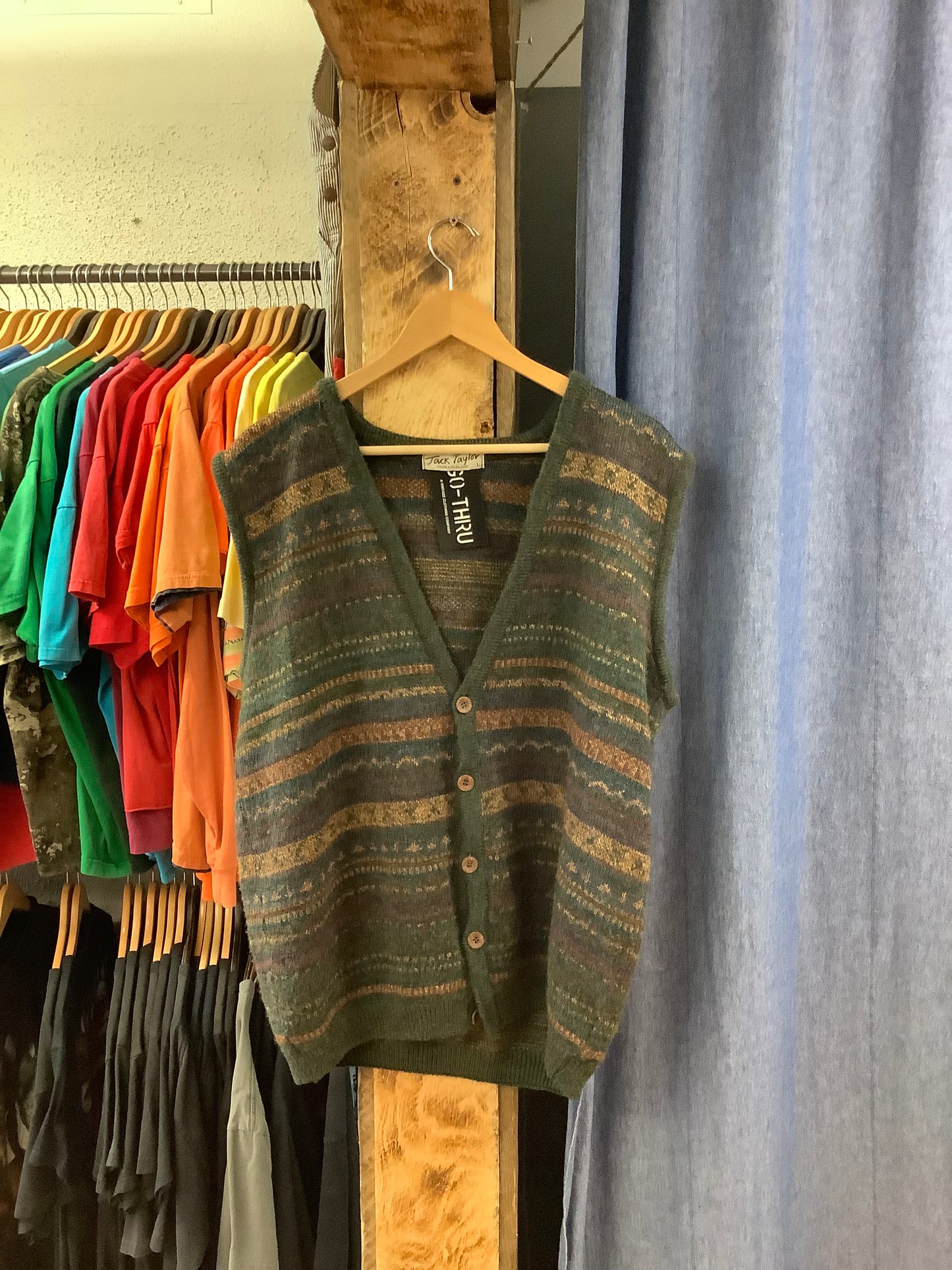 Vintage jack taylor multicoloured pattern knitted vest - L